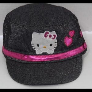 Hello Kitty Hearts Bows Sanrio Girls Summer Glitter Grey Sparkly Hat